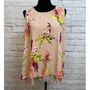 Worthington Pink Floral Sleeveless Blouse